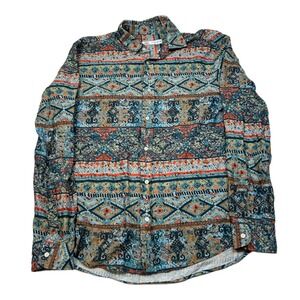 Zara Southwest Shirt Mens Small Colorful Pattern Button‎ Up Long Sleeve